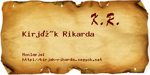 Kirják Rikarda névjegykártya